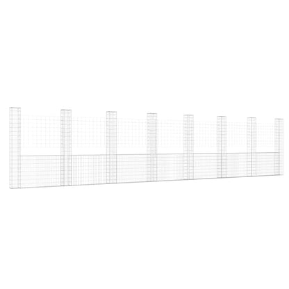 vidaXL U-shape Gabion Basket with 8 Posts Iron 860x20x200 cm 2
