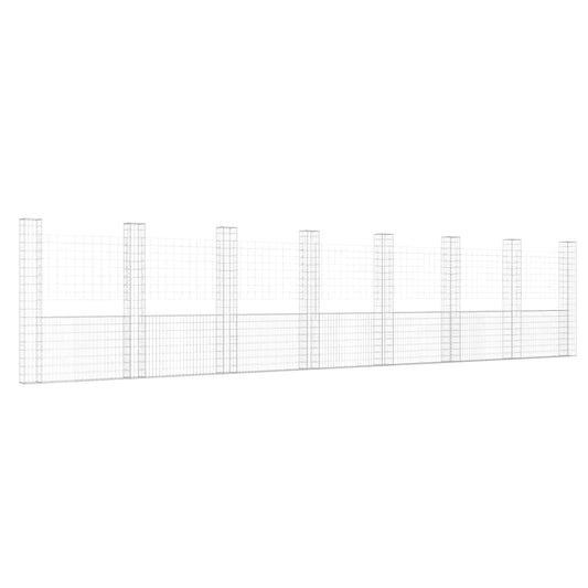 vidaXL U-shape Gabion Basket with 8 Posts Iron 860x20x200 cm 2