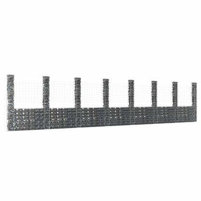 vidaXL U-shape Gabion Basket with 8 Posts Iron 860x20x200 cm 1