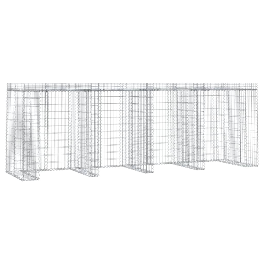 vidaXL Gabion Wall for Garbage Bin 350x91x120 cm Galvanised Iron 2