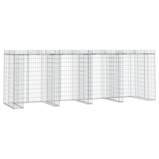 vidaXL Gabion Wall for Garbage Bin 350x91x120 cm Galvanised Iron 2