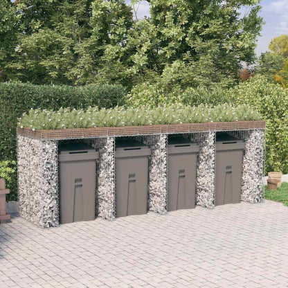 vidaXL Gabion Wall for Garbage Bin 350x91x120 cm Galvanised Iron 1