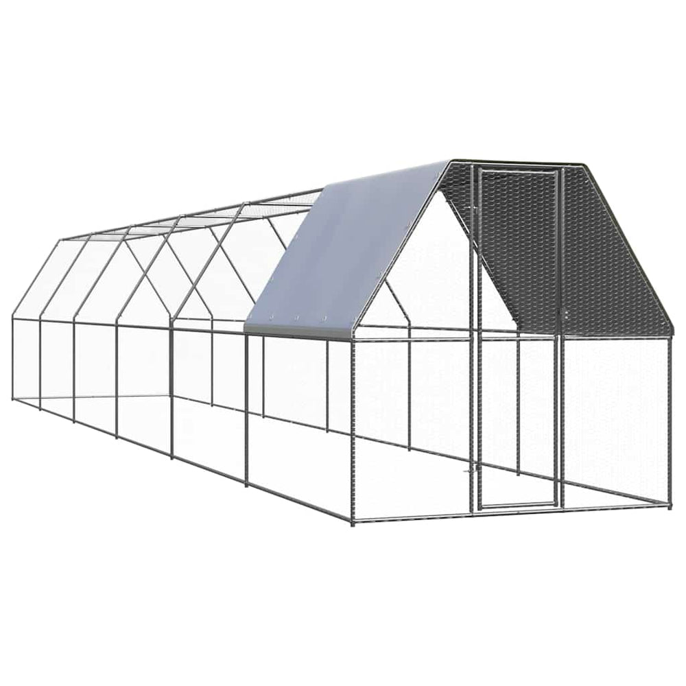 vidaXL Chicken Cage | Silver, Silver Grey | Galvanised steel, Polyethylene