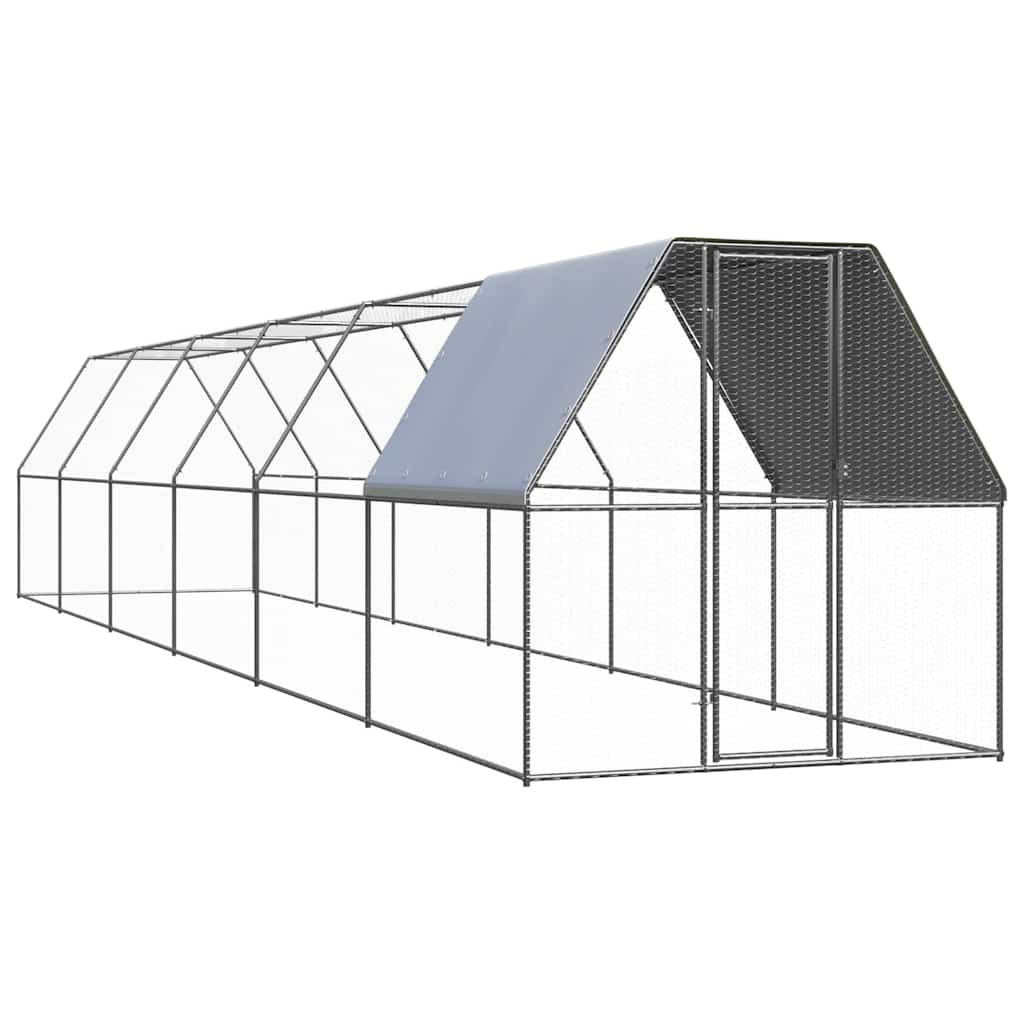 vidaXL Chicken Cage | Silver, Silver Grey | Galvanised steel, Polyethylene 1