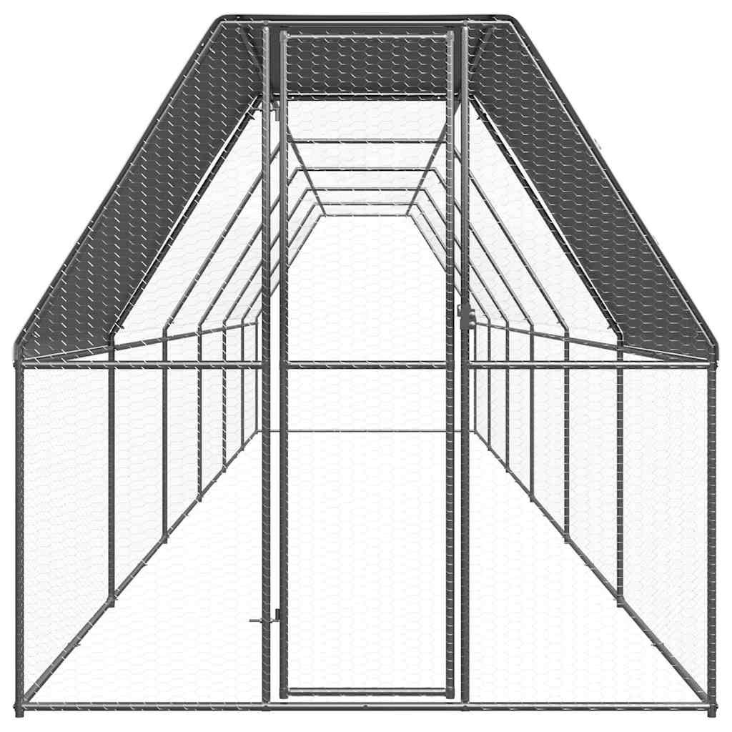 vidaXL Chicken Cage | Silver, Silver Grey | Galvanised steel, Polyethylene 2