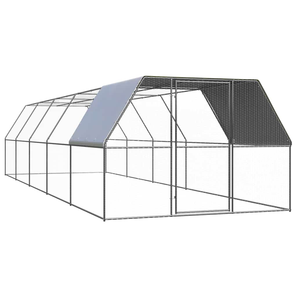 vidaXL Chicken Cage | Silver | Galvanised steel | Large | Durable | Chicken Coop 1
