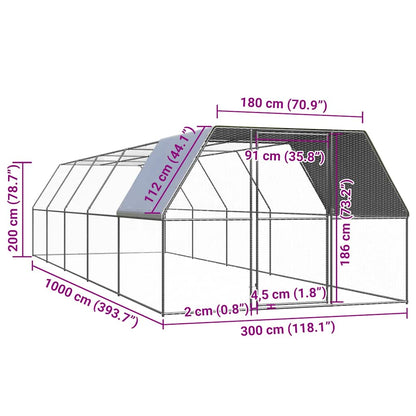 vidaXL Chicken Cage | Silver | Galvanised steel | Large | Durable | Chicken Coop 5