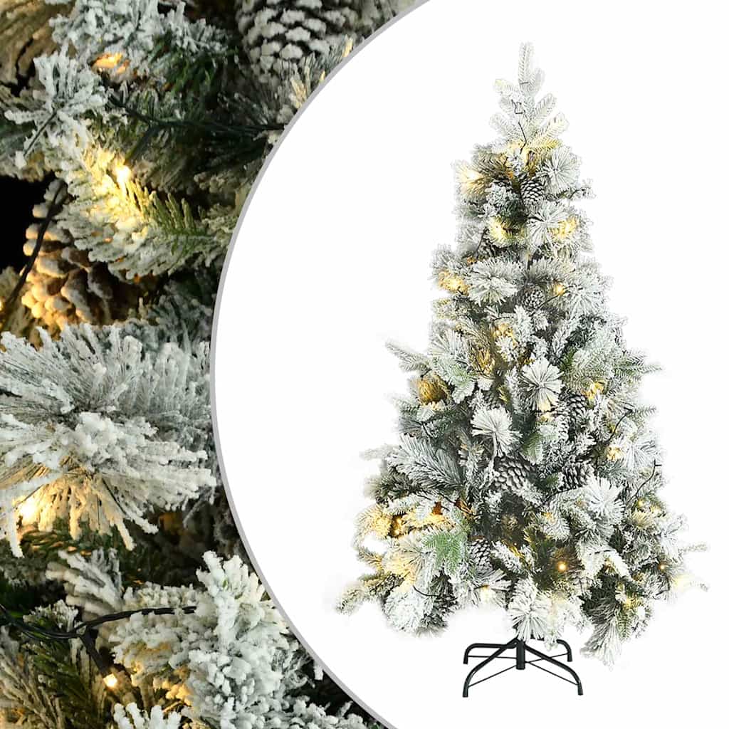 Pre-lit Christmas Tree with Flocked Snow&Cones 120 cm PVC&PE 195 cm 95 cm