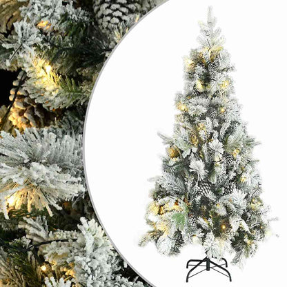 Pre-lit Christmas Tree with Flocked Snow&Cones 120 cm PVC&PE 225 cm 110 cm