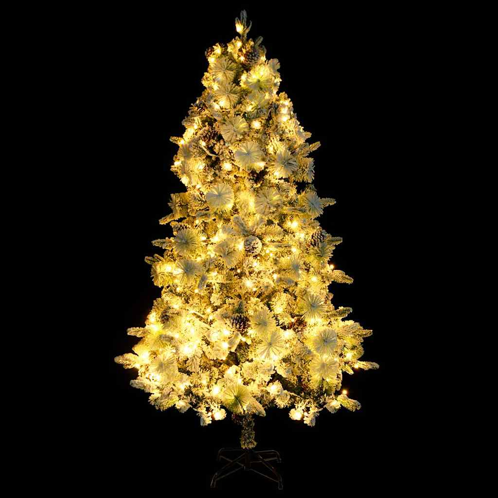 Pre-lit Christmas Tree with Flocked Snow&Cones 120 cm PVC&PE 225 cm 110 cm