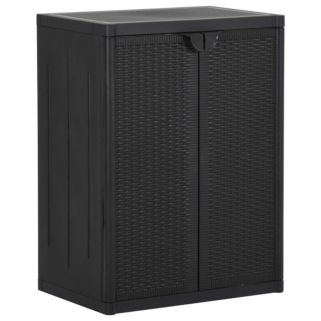 Garden Storage Cabinet 65x45x172 cm PP Rattan Black 2 shelves