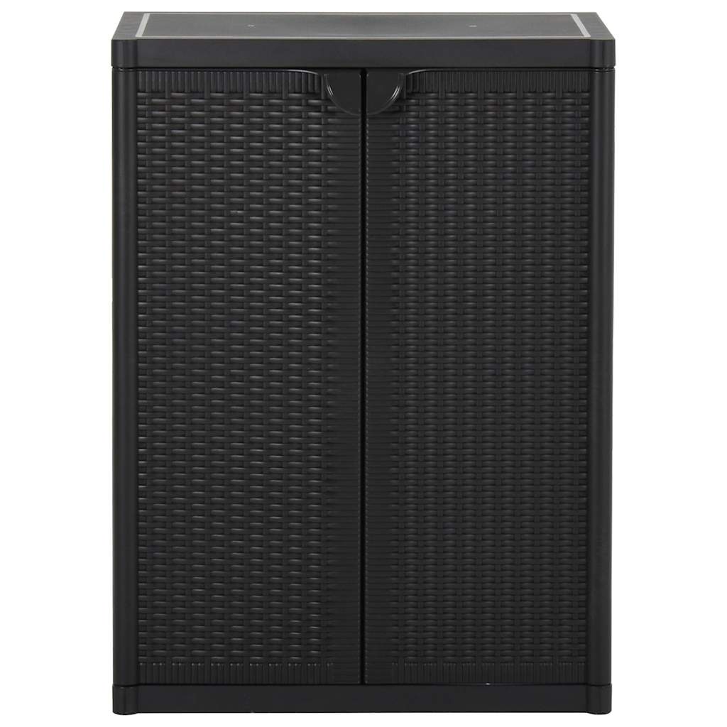 Garden Storage Cabinet 65x45x172 cm PP Rattan Black 2 shelves