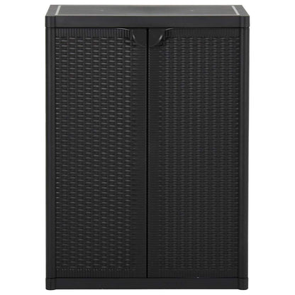 Garden Storage Cabinet 65x45x172 cm PP Rattan Black 2 shelves