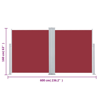 vidaXL Retractable Side Awning Red 160x600 cm