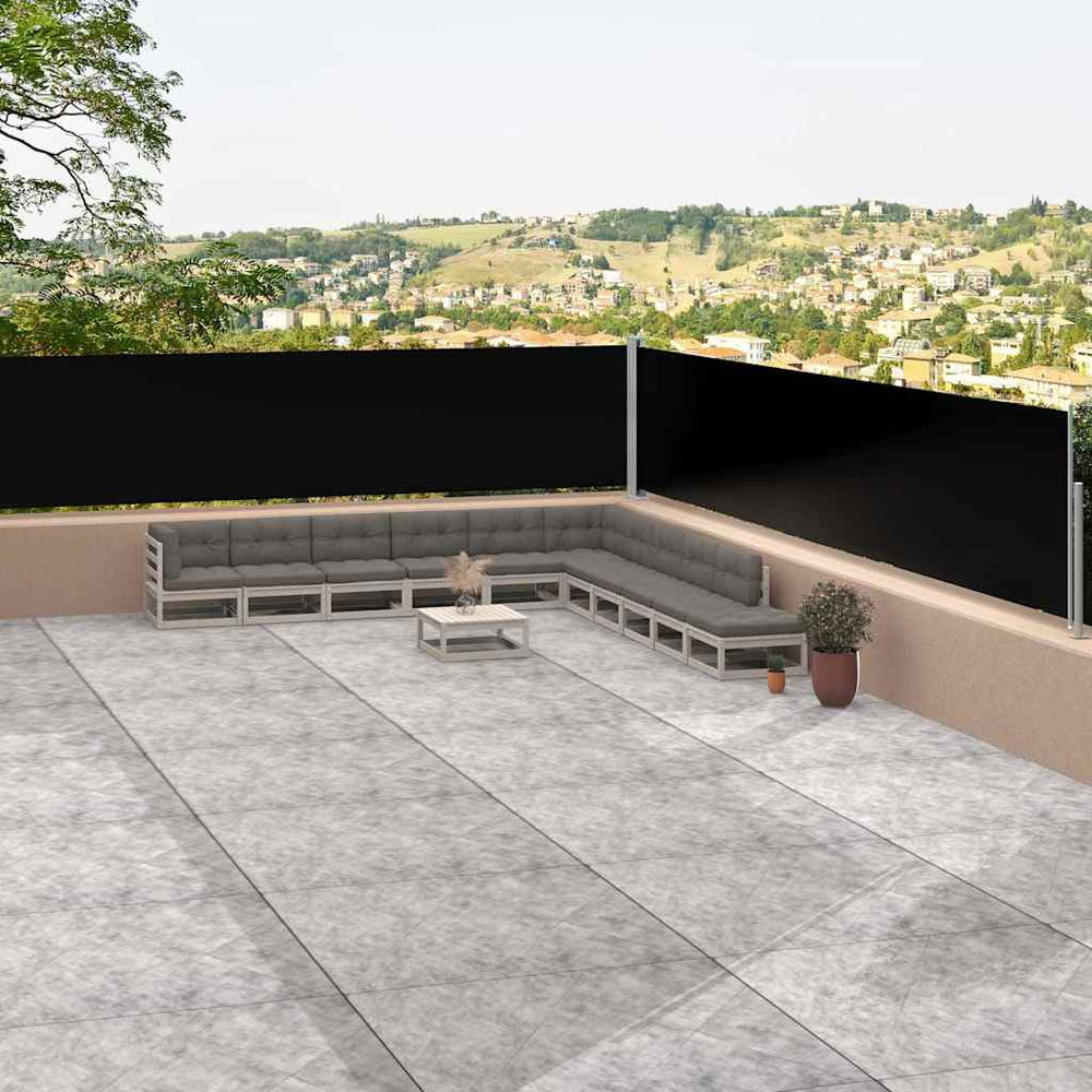 vidaXL Retractable Side Awning Black 100 x 600 cm – 220 x 600 cm