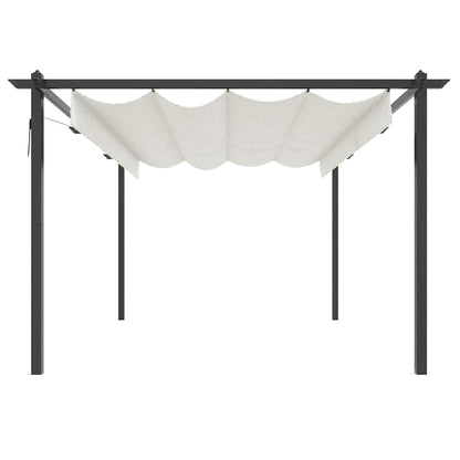 vidaXL Garden Gazebo | Cream | Powder-coated steel | 4x3 meters | Retractable 4