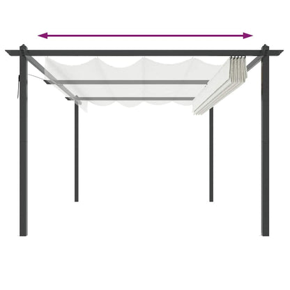 vidaXL Garden Gazebo | Cream | Powder-coated steel | 4x3 meters | Retractable 5