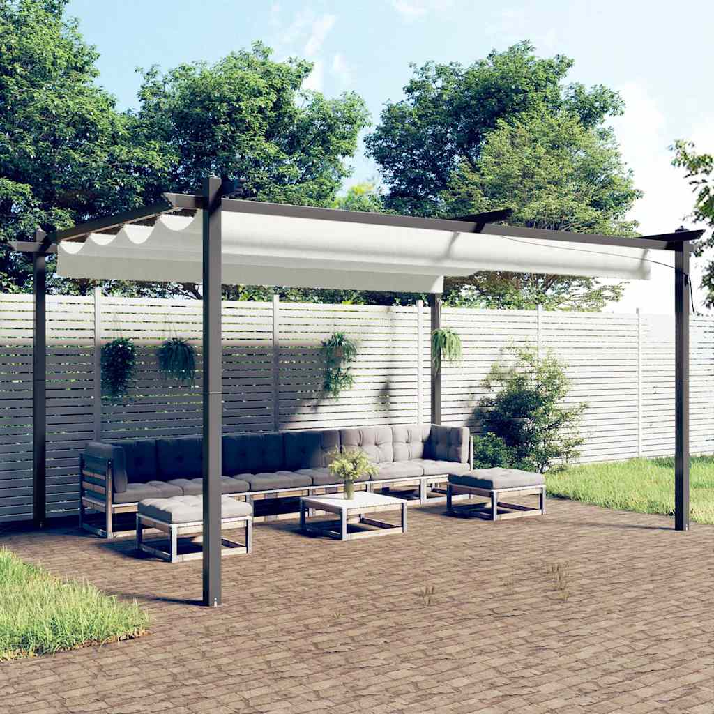 vidaXL Garden Gazebo | Cream | Powder-coated steel | 4x3 meters | Retractable 1