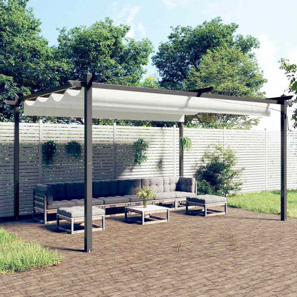 vidaXL Garden Gazebo | Cream | Powder-coated steel | 4x3 meters | Retractable 1