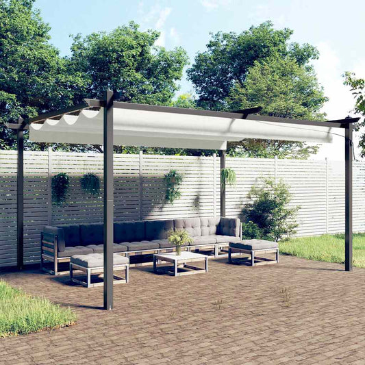 vidaXL Garden Gazebo | Cream | Powder-coated steel | 4x3 meters | Retractable 1