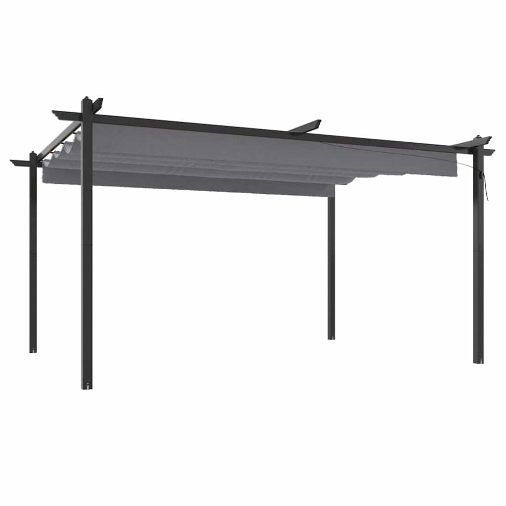 vidaXL Garden Gazebo with Retractable Roof 4x3 m Anthracite 2