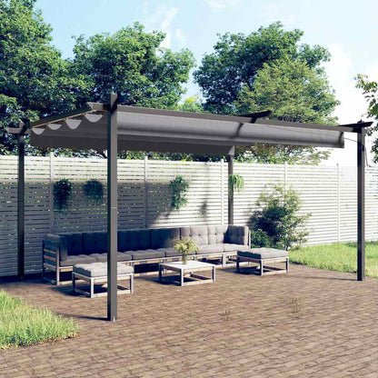 vidaXL Garden Gazebo with Retractable Roof 4x3 m Anthracite 1