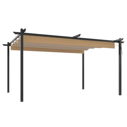 318539 vidaXL Garden Gazebo with Retractable Roof 4x3 m Taupe 2