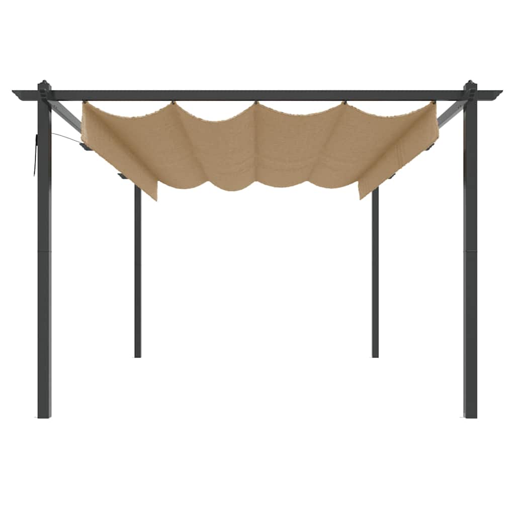 318539 vidaXL Garden Gazebo with Retractable Roof 4x3 m Taupe 3