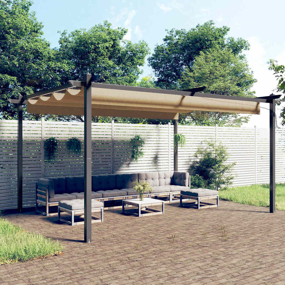 318539 vidaXL Garden Gazebo with Retractable Roof 4x3 m Taupe