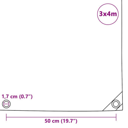 Tarpaulin 650 g/m² with Eyelets Black 1 x 2.5 m – 5 x 5 m 3 x 4 m