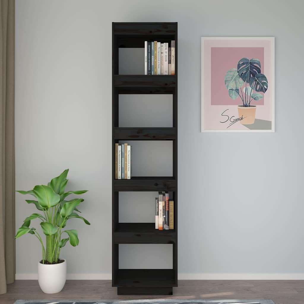 Book Cabinet 40x35x71 cm Solid Wood Pine Black
