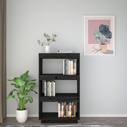Book Cabinet 60x35x71 cm Solid Wood Pine Black 103 cm