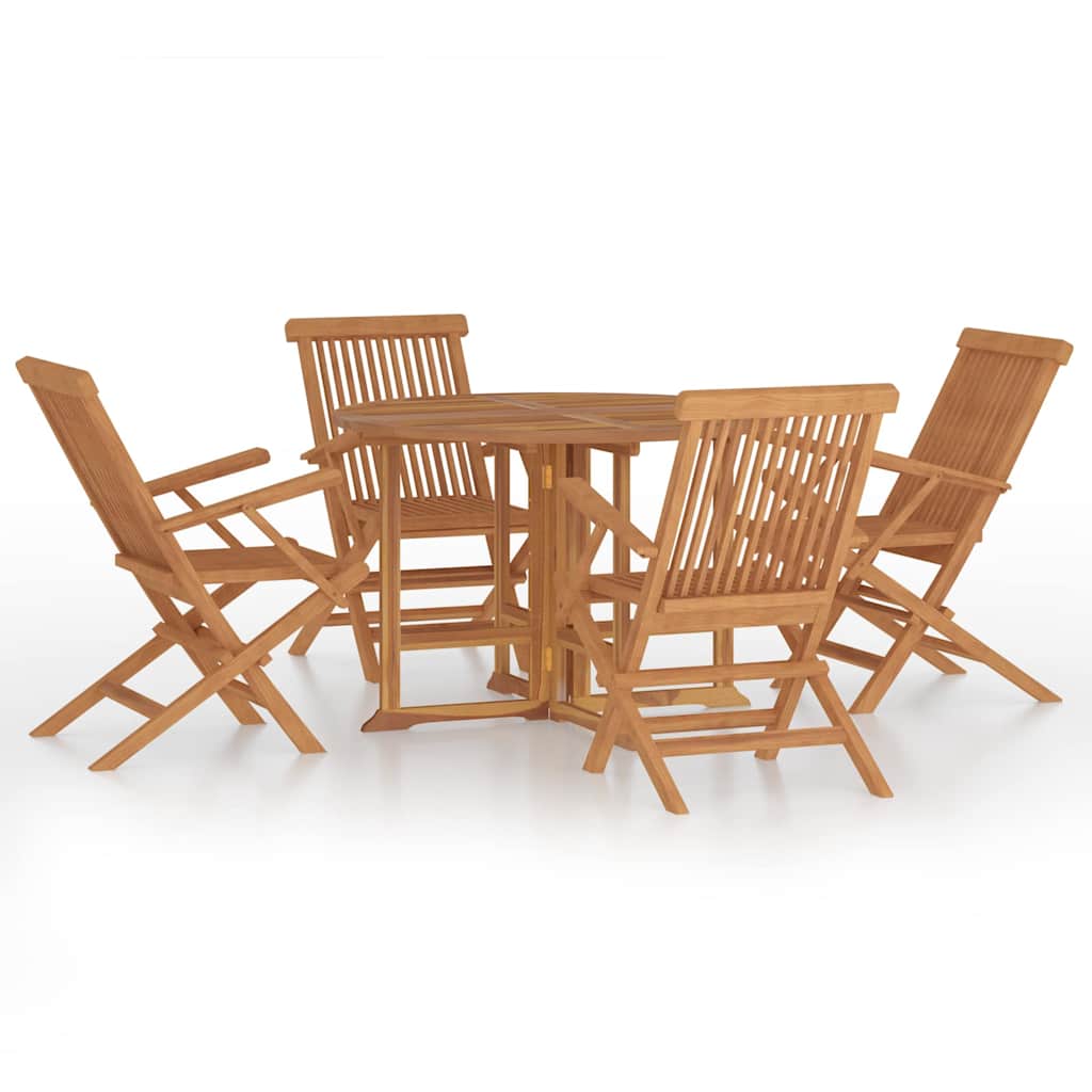 vidaXL 5 Piece Folding Outdoor Dining Set Solid Wood Teak 2