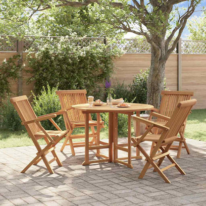 vidaXL 5 Piece Folding Outdoor Dining Set Solid Wood Teak 1