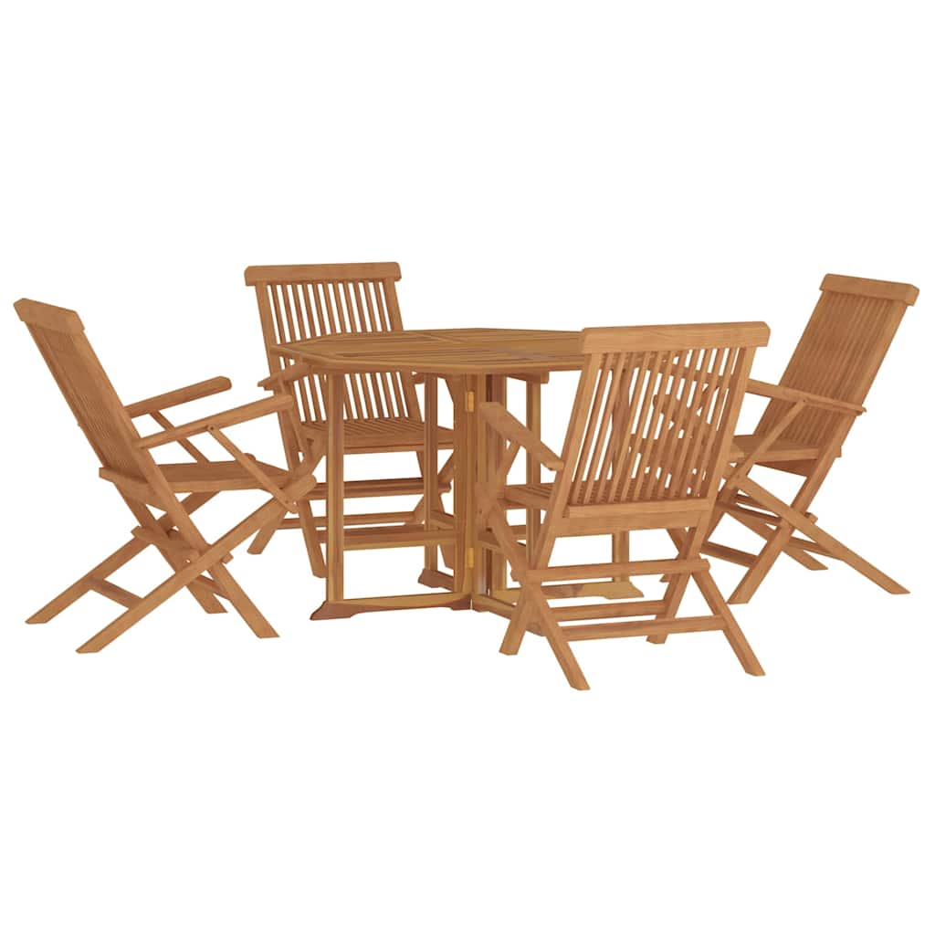 vidaXL 5 Piece Folding Outdoor Dining Set Solid Wood Teak 3