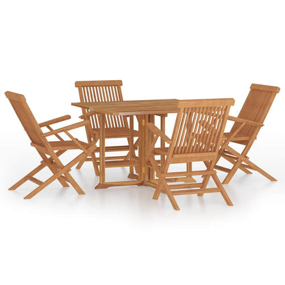 vidaXL 5 Piece Folding Outdoor Dining Set Solid Wood Teak 2