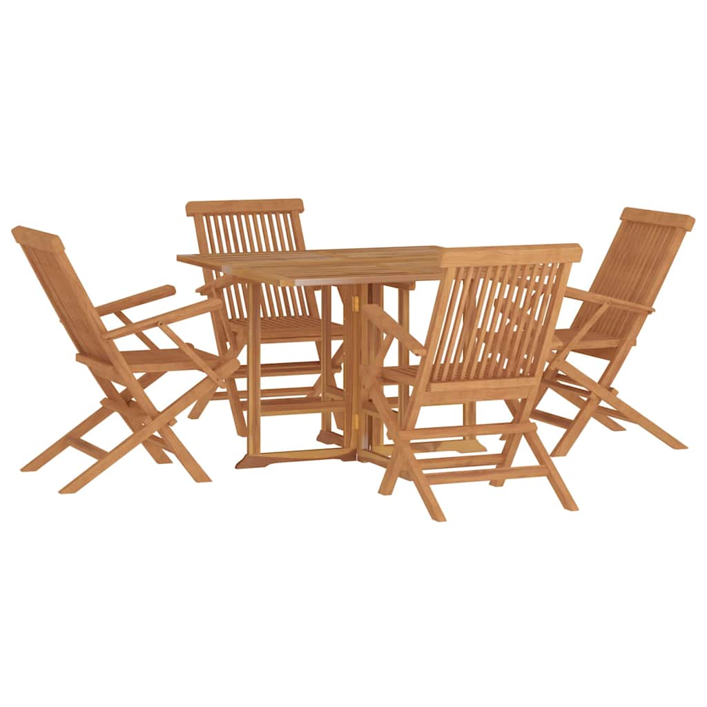 vidaXL 5 Piece Folding Outdoor Dining Set Solid Wood Teak 3