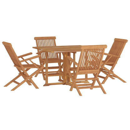 vidaXL 5 Piece Folding Outdoor Dining Set Solid Wood Teak 3