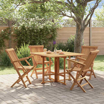 vidaXL 5 Piece Folding Outdoor Dining Set Solid Wood Teak 1