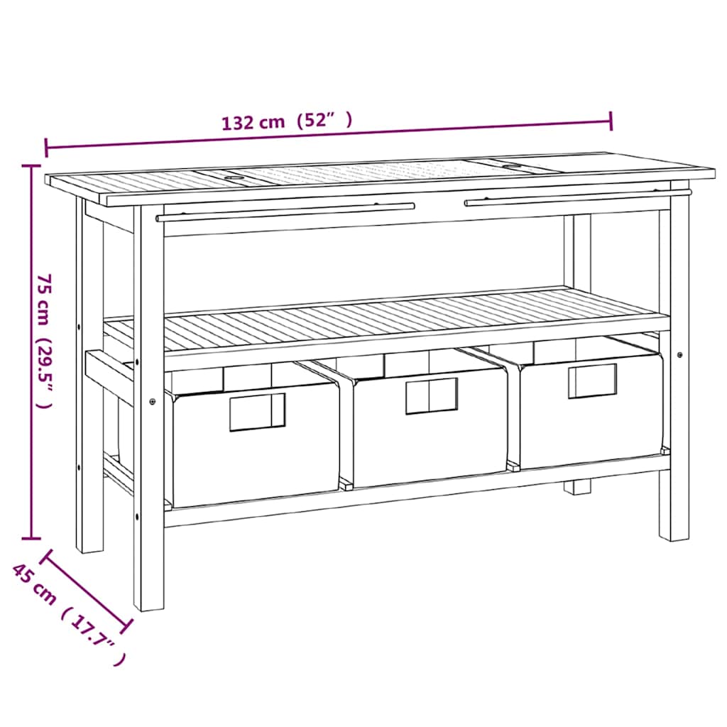 vidaXL Vanity Cabinet With Sink | Teak, cream | Teak wood, marble | Large 6