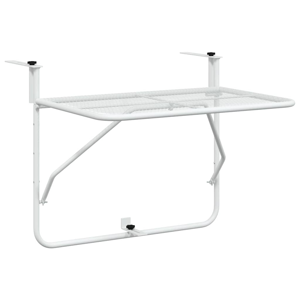 Balcony Table 60x40 cm Steel White