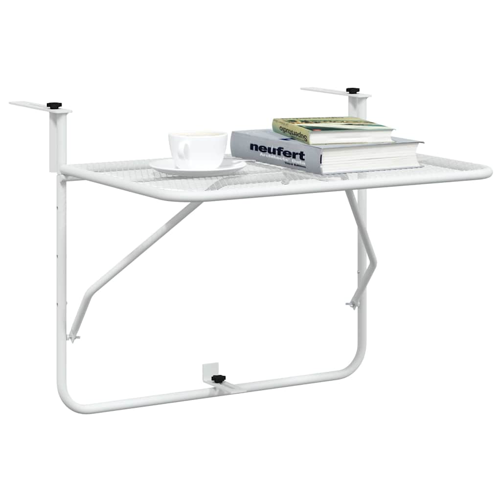 Balcony Table 60x40 cm Steel White