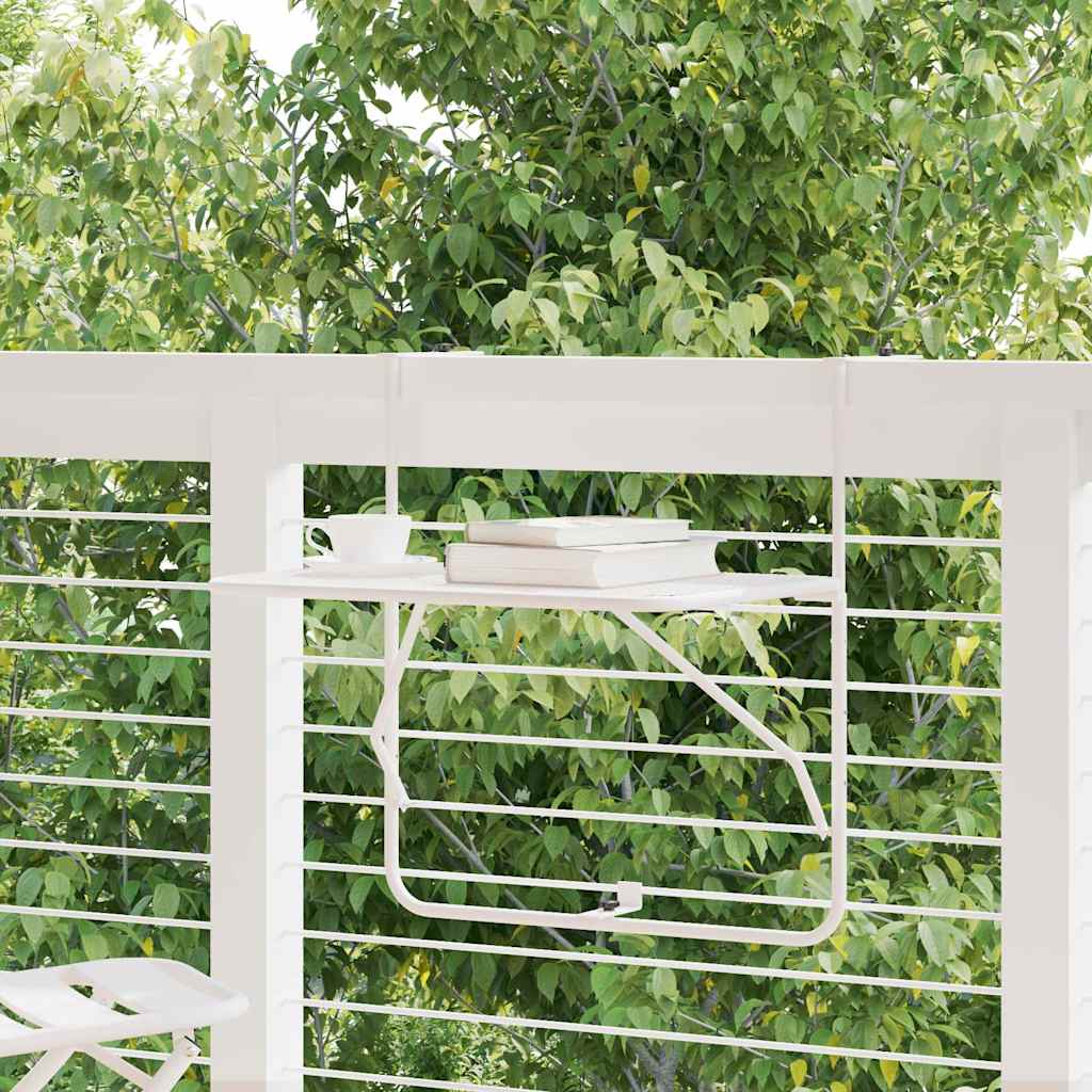 Balcony Table 60x40 cm Steel White