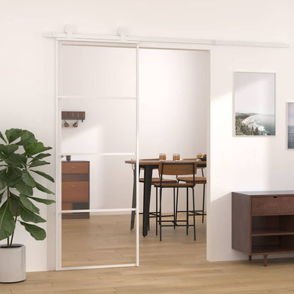 Sliding Door ESG Glass and Aluminium 76 x 205 cm White Transparent