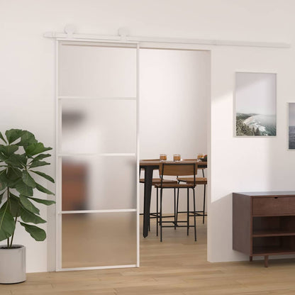 Sliding Door ESG Glass and Aluminium 76 x 205 cm White Frosted
