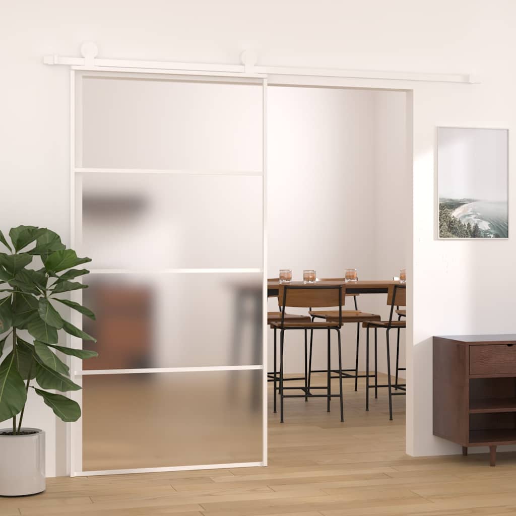 Sliding Door ESG Glass and Aluminium 102.5x205 cm White Frosted