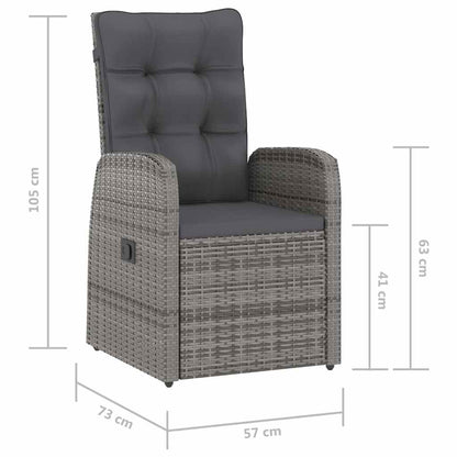 vidaXL 7 Piece Garden Dining Set with Cushions Grey Poly Rattan 5