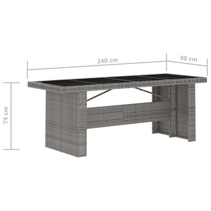 vidaXL 7 Piece Garden Dining Set with Cushions Grey Poly Rattan 6