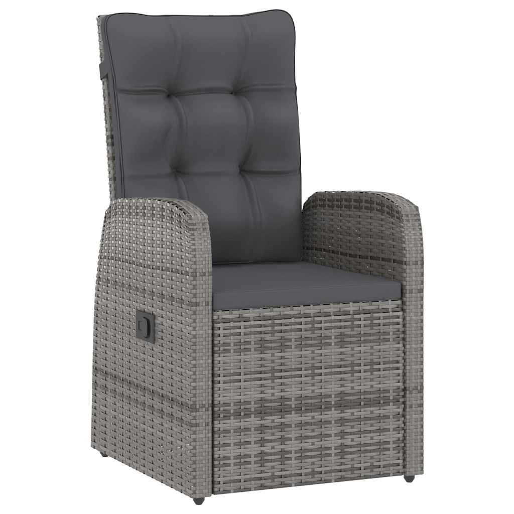 vidaXL 11 Piece Garden Dining Set with Cushions Grey Poly Rattan 3