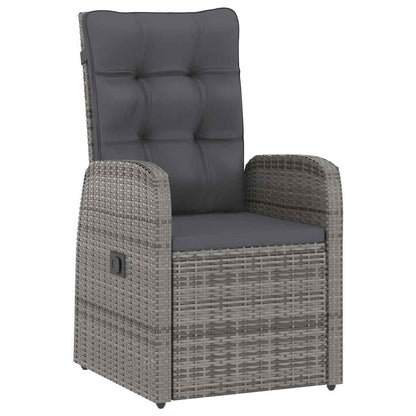 vidaXL 11 Piece Garden Dining Set with Cushions Grey Poly Rattan 3